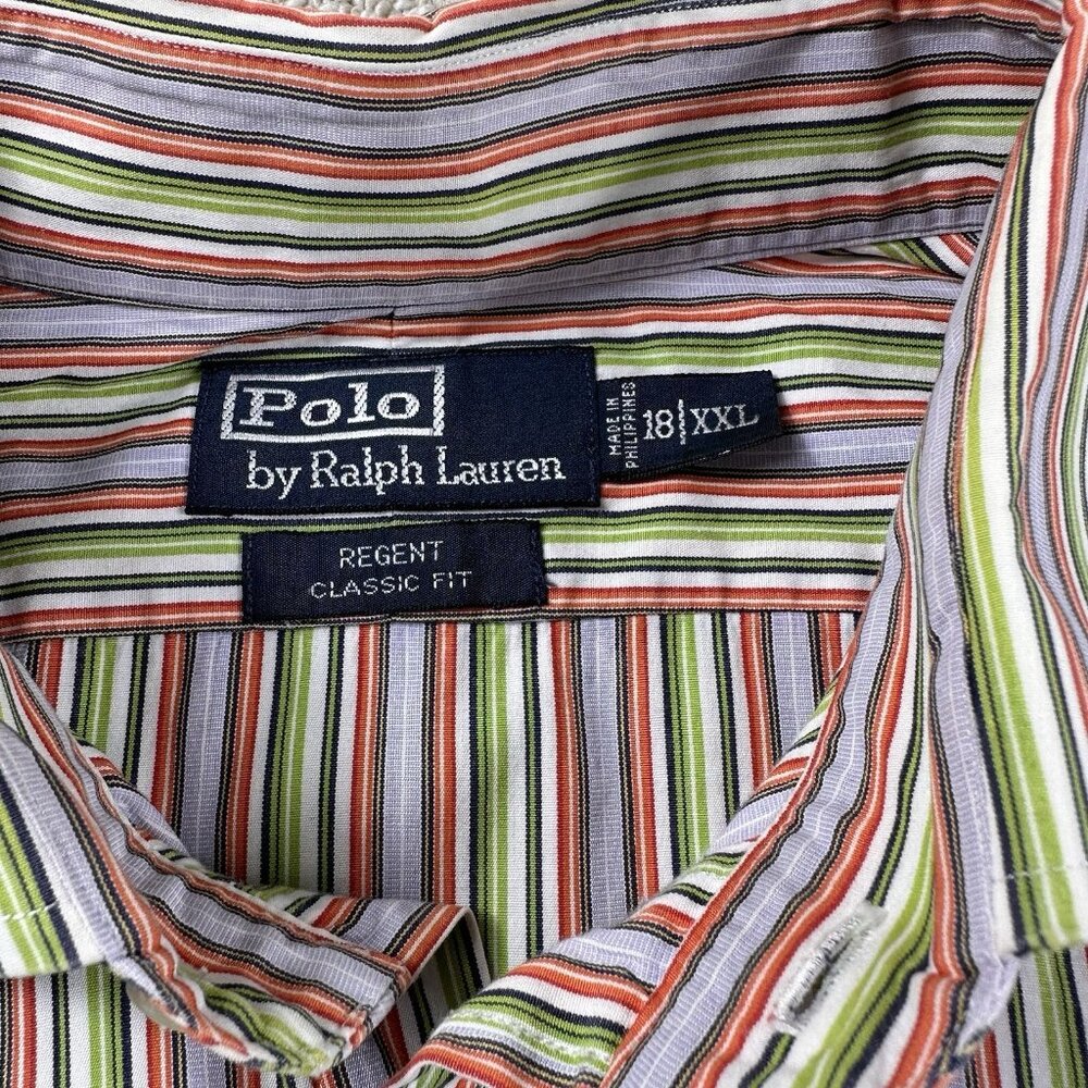 Polo Lauren Ralph Regent Striped Button Shirt Multicolor Men’s Size 18 / XXL - Picture 2 of 5